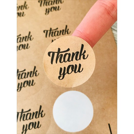 Kraft Yapışkanlı Sticker,Thank You