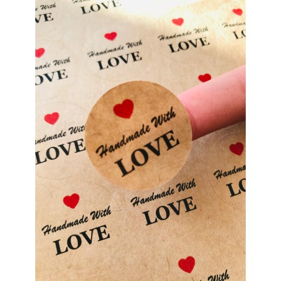 Kraft Yapışkanlı Sticker,handmade with love