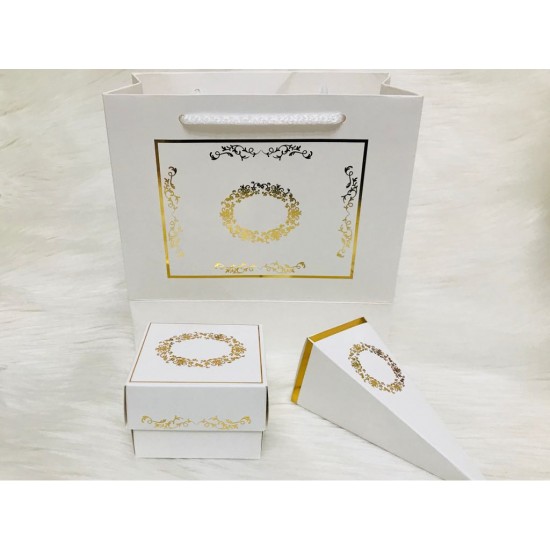 Karton Çanta Beyaz (Desen 2)