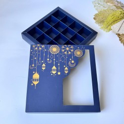 16 Bölmeli Ramazan Temalı Gold Yaldız Baskılı Bonbon Çikolata Kutusu