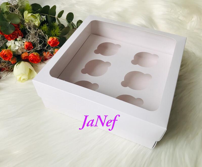 25x25x10 Cupcake Kutusu Pencereli 6'lı — ürün görseli