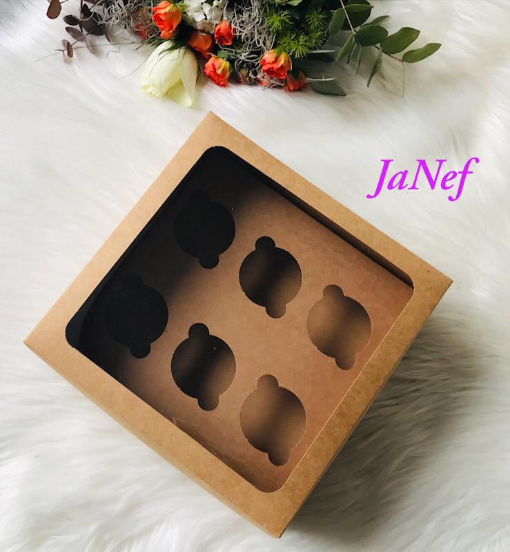 25x25x10 Cupcake Kutusu Pencereli 6'lı — galeri görseli
