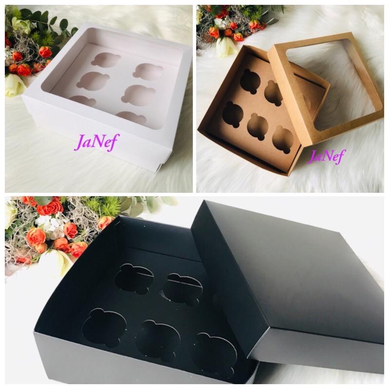 25x25x10 Cupcake Kutusu Pencereli 6'lı — galeri görseli