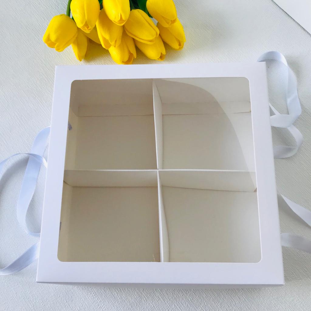 21x21x8 Pencereli Taşıma Kutusu-4 Bölmeli — galeri görseli