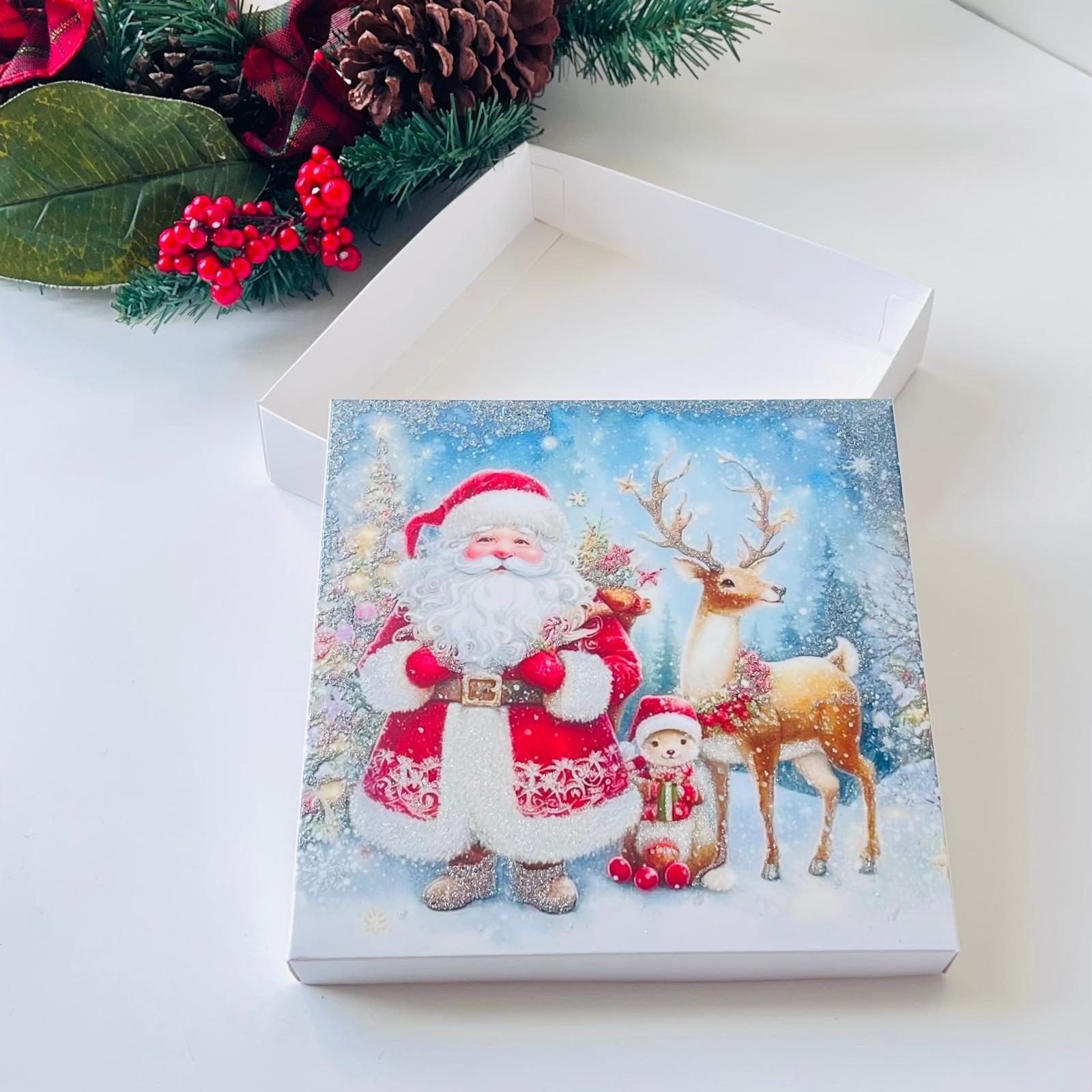 18x18x4 Karton Kurabiye Kutusu Simli Noel Baba — ürün görseli